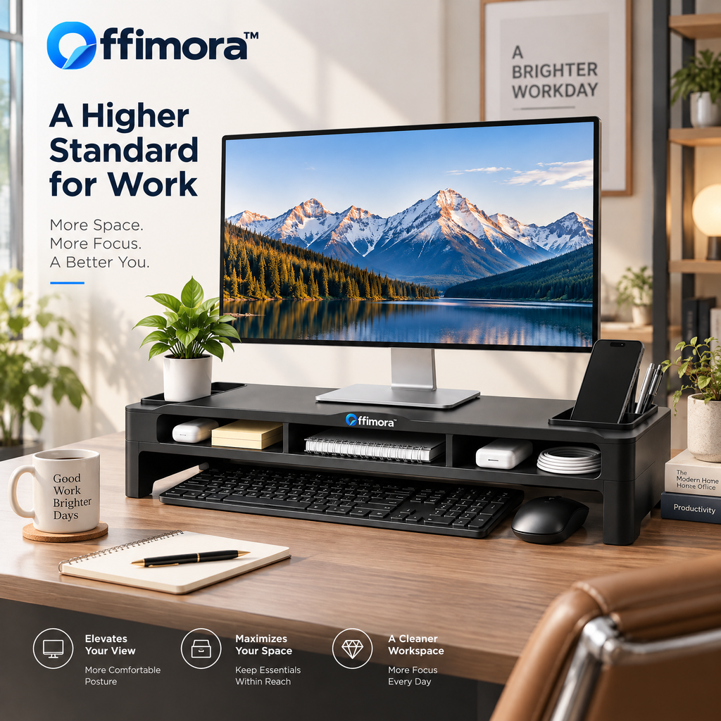 Offimora™ Monitor Riser with Desktop Storage