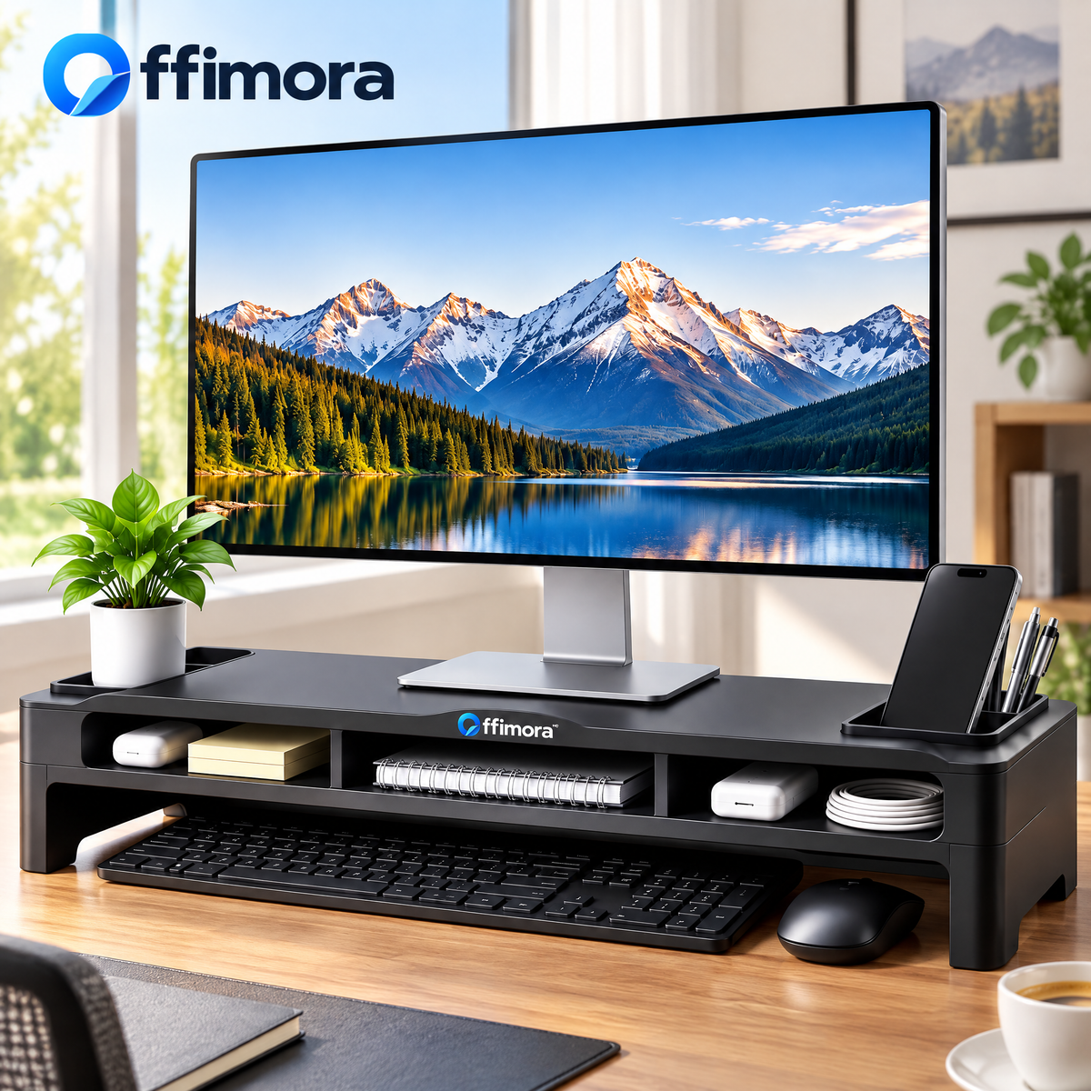 Offimora™ Monitor Riser with Desktop Storage