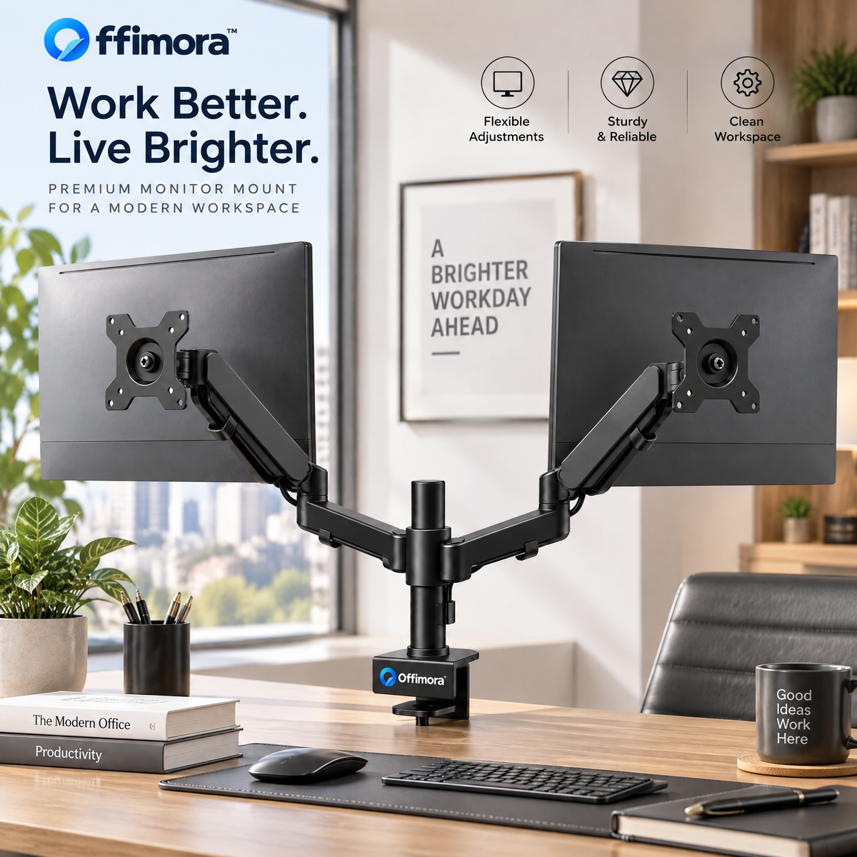 Offimora™ Dual Monitor Desk Mount