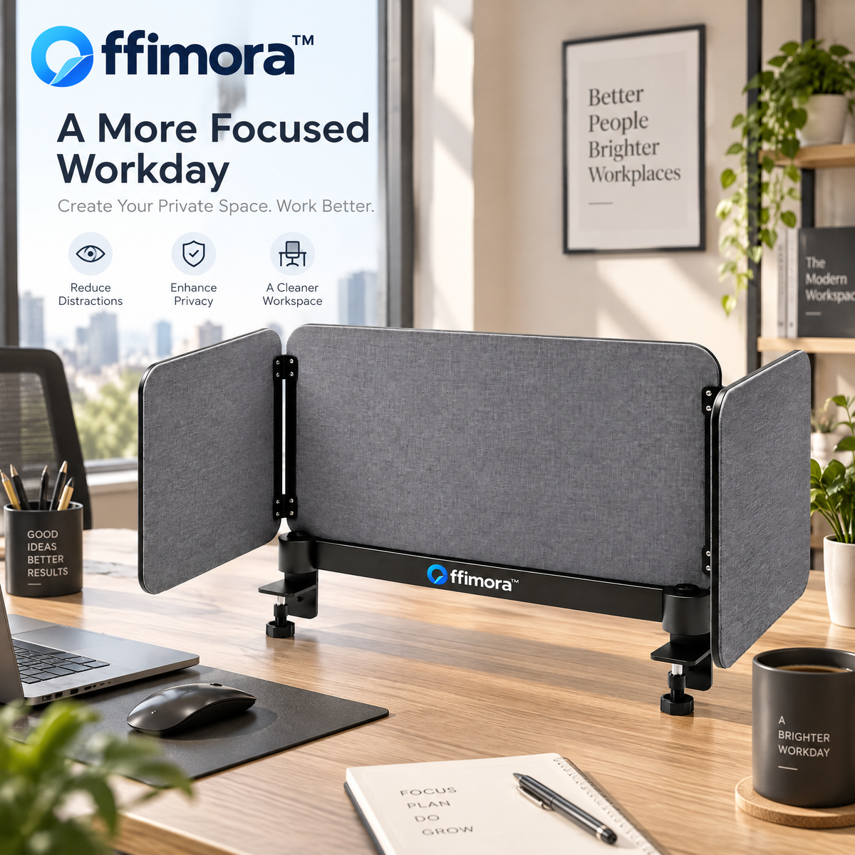 Offimora™ Adjustable Desktop Privacy Divider