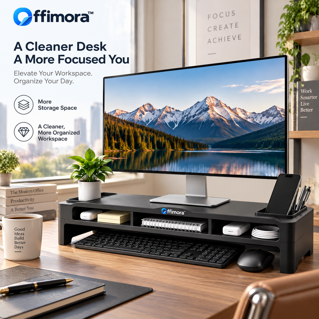Offimora™ Monitor Riser with Desktop Storage