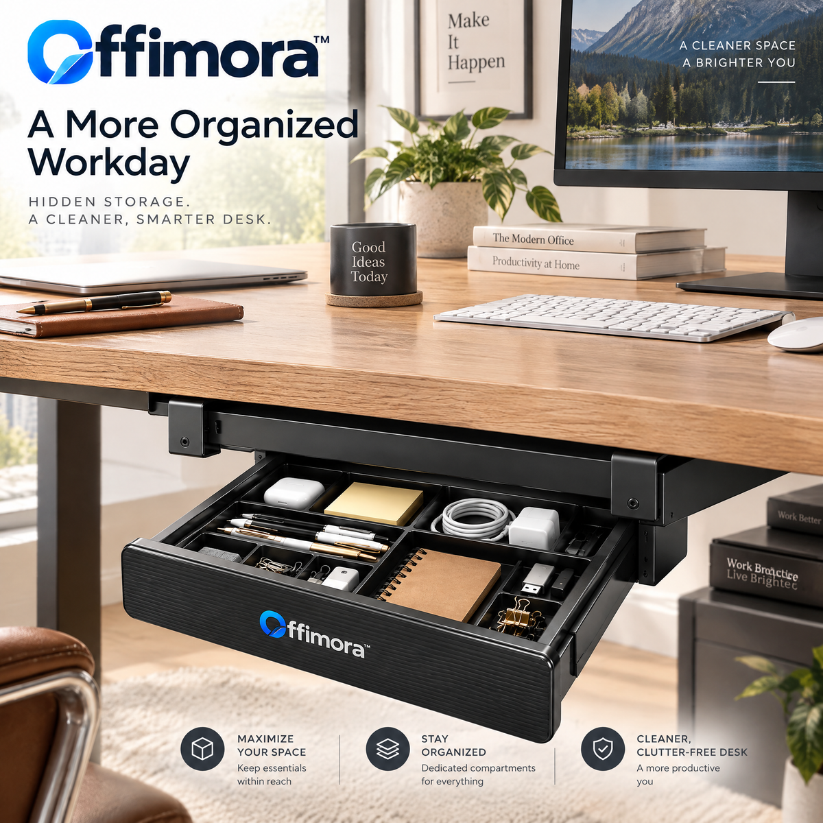 Offimora™ Under-Desk Drawer Organizer