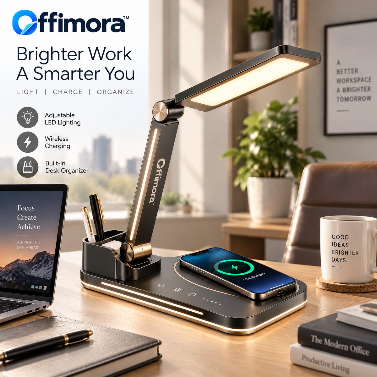 Offimora™ Wireless Charging Desk Lamp
