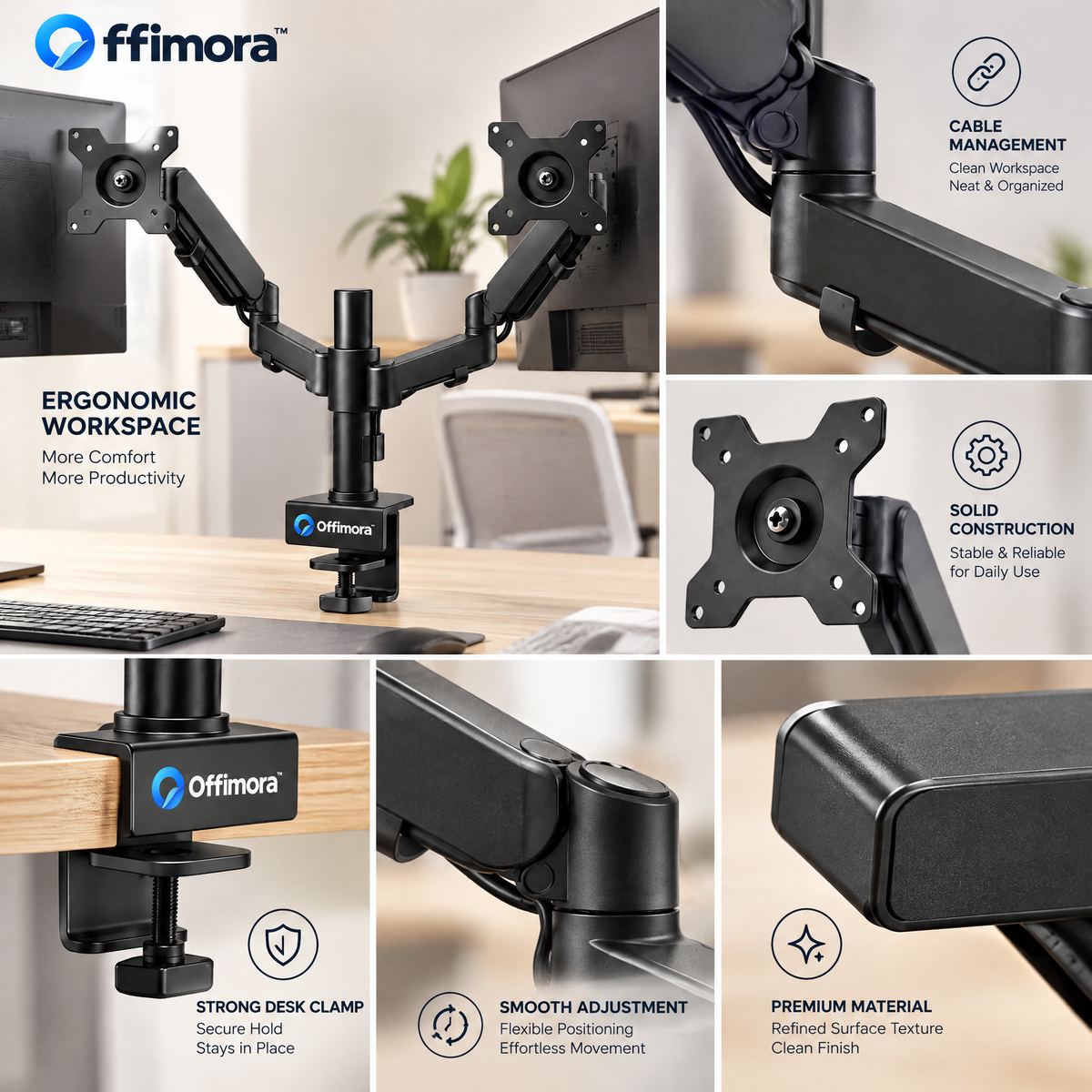Offimora™ Dual Monitor Desk Mount